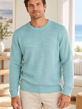 Vineyard Vines Men's Crewneck Sweater in Aqua Blue
